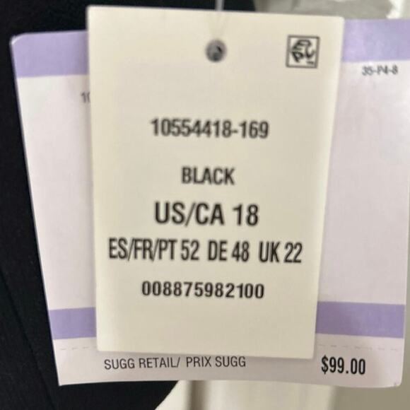 KASPER NWT Open Front Fly Away 3/4 Sleeve Black Suit Jacket Size 18 - Picture 10 of 14